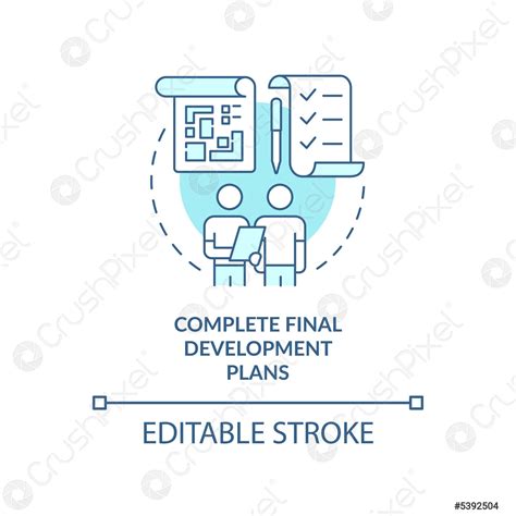 Complete final development plans turquoise concept icon - stock vector