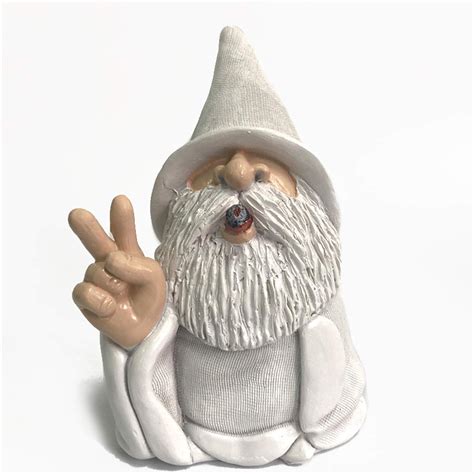 Homelex Funny Smoking Wizard Gnome Naughty Garden Gnomes With Middle Finger Craft Dwarf Statue