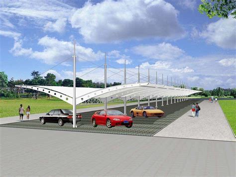 China Tensile Structures For Cantilever Car Parking Shade Sheds