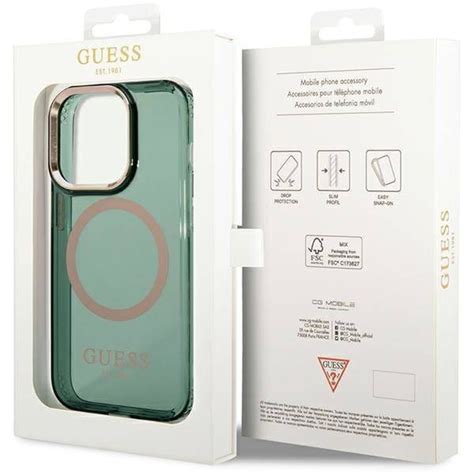 Oryginalne Etui IPHONE 14 PRO MAX Guess Hard Case Gold Outline