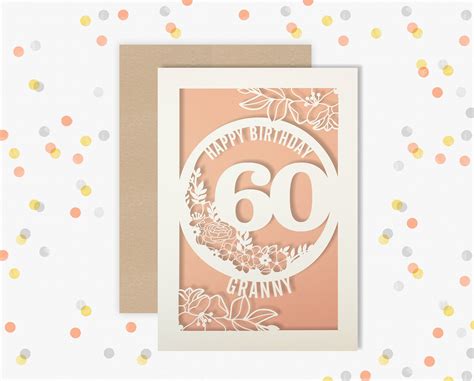 Personalised 60th Birthday Card Papercut Floral Design Card Etsy Uk