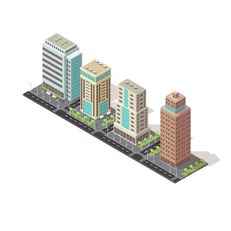 Icono Isométrico De Edificios De Oficinas Vector Gratis