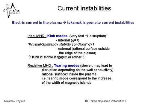 Tokamak Physics Jan Mlyn 10 Tokamak Plasma Instabilities