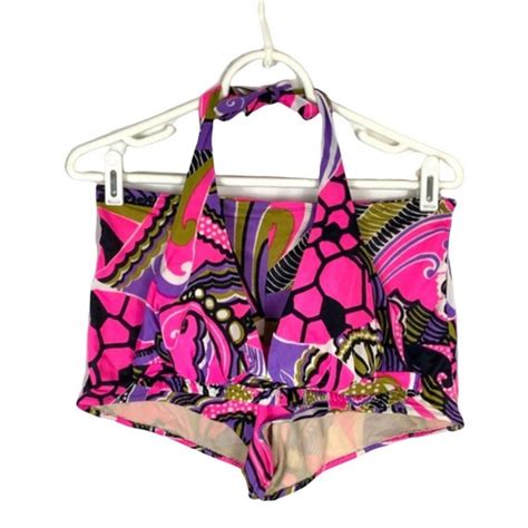 S Neon Psychedelic High Waisted Bikini Etsy