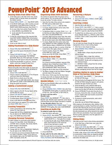 Microsoft Powerpoint 2013 Advanced Quick Reference Guide Cheat Sheet