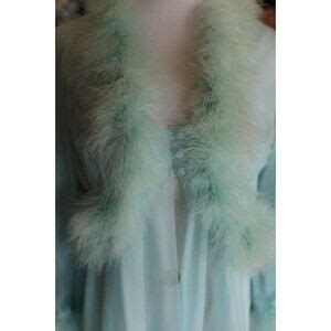 Sears Intimates Sleepwear Vintage Sears Marabou Night Gown And Robe Set Lingerie Nylon Pin