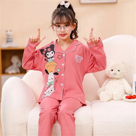 Anime Sanrio Girls Pajamas Hello Kitty Kuromi Cinnamoroll Pajama Set ...