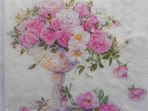 Pink Roses In A Vase Decoupage Paper Napkins Decoupage Paper