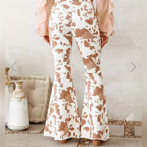 Cow Print Flare Jeans Gem