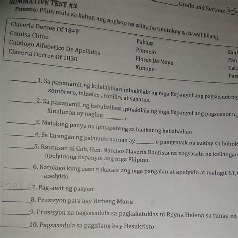 Piliin Mula SA Kahon Ang Angkop Na Salita Na Tinutukoy SA Bawat Bilang