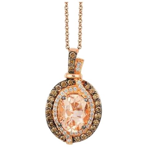 Grand Sample Sale Pendant Featuring Peach Morganite Chocolate Diamonds