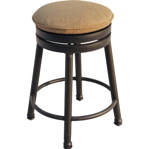 Darlee Classic Cast Aluminum Round Backless Patio Swivel Counter Height Bar Stool Antique