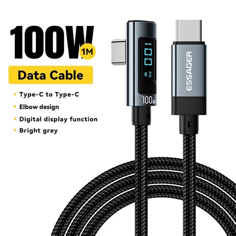 Essager A W Elbow Fast Charging Data Cable With Power Display Usb