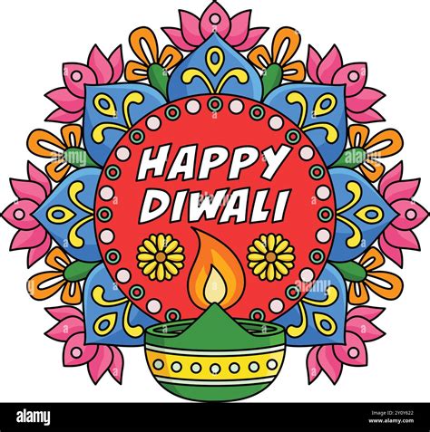 Happy Diwali Rangoli Cartoon Colored Clipart Stock Vector Image & Art ...