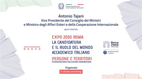 Partecipazione Del Ministro Antonio Tajani A Roma Expo La