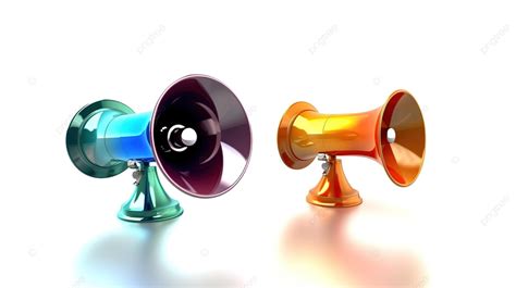 Isolated 3d Illustration Of Three Megaphones On White Background Bullhorn Megaphone Phone