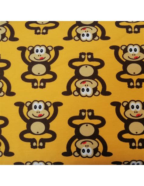 Tissu Enfant Jersey Jaune Singe Oeko Tex Tissus Habillement Au M Tre