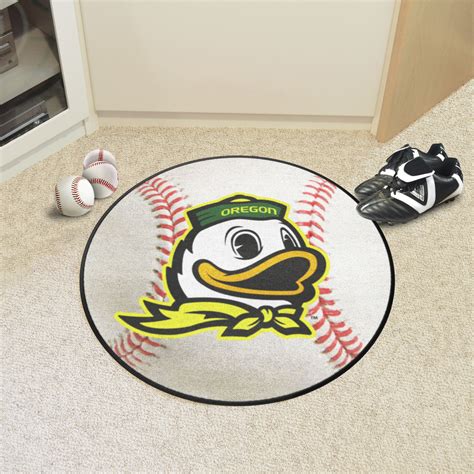 Oregon Ducks Alt Logo Baseball Shaped Area Rug