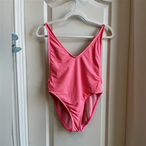 Nasty Gal Swim Nasty Gal Hot Pink S Fit Ribbed Low Back One Piece Swim Suit Poshmark