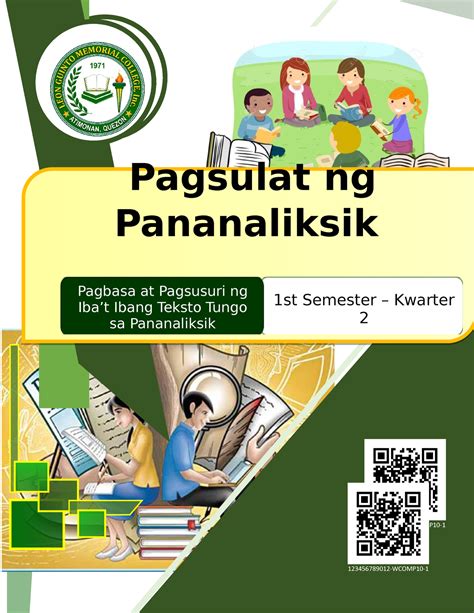 Workbook Pagbasa Aralin 1 Q2 Pagsulat Ng Pananaliksik 1st Semester