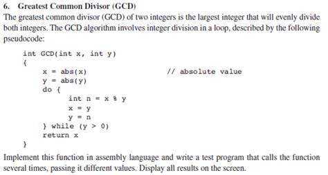 Solved Greatest Common Divisor Gcd The Greatest Common