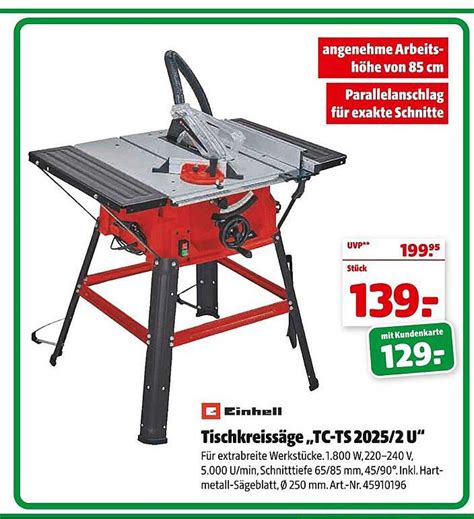 Einhell Tischkreissäge tc ts 2025 2 U Angebot bei Hagebaumarkt