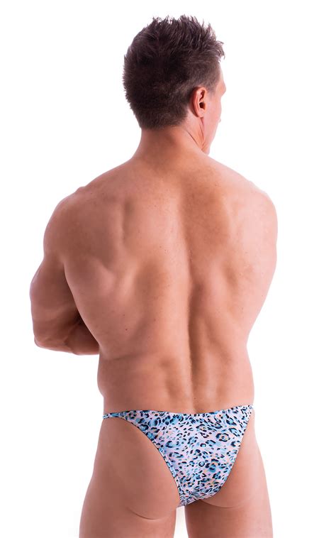 Mens Super Low Tiny Bikini Swimsuit In Super Thinskinz Sea Leopard