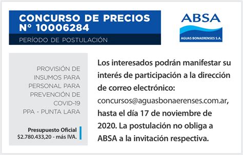 Concursos De Precios Absa Aguas Bonaerenses S A