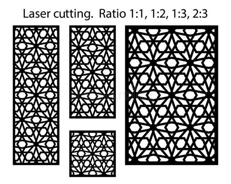 Cnc Geometric Template Set Laser Cutting Vector Pattern Panels And