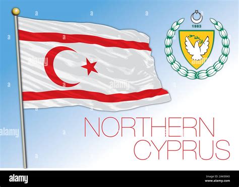 Northern Cyprus Official National Flag And Coat Of Arms Vector Illustration Stock Vector Image