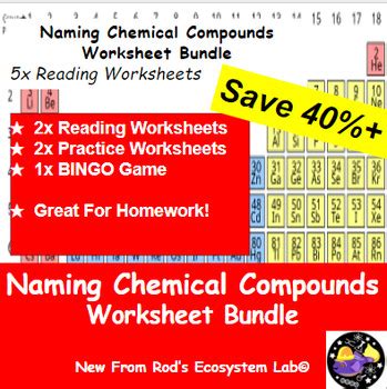 Chemical Compound Naming Worksheet Bundle Editable By Rod S