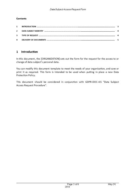 Free Gdpr Subject Access Request Template Printable Templates