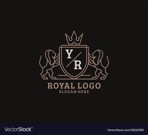 Initial Yr Letter Lion Royal Luxury Logo Template Vector Image