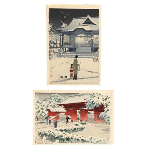 Shiro Kasamatsu Japanese 1898 1991 Two Woodblock Prints With Snow