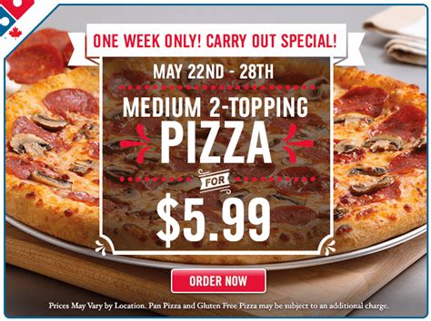 Domino S Pizza Canada Carry Out Special Medium Topping Pizza For