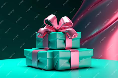 Premium Ai Image Mint T Boxes With Pink Bow Generative Ai