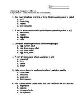 Unit Test On Ecosystems Virginia Sol By Lisa Connors Tpt