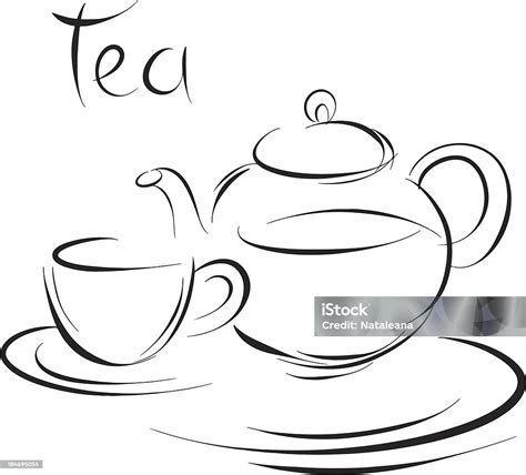 Sketch Tea Cup And Teapot Stock Illustration Download Image Now