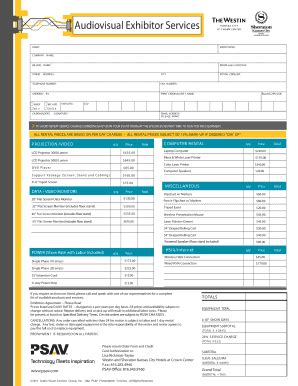 Fillable Online PSAV Exhibitor Order Form Test Fax Email Print PdfFiller