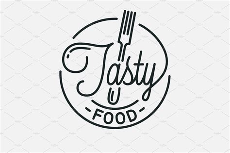 Tasty Food Logo Round Linear Logo Pre Designed Illustrator Graphics