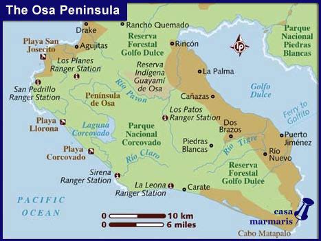 Map of Cabo Matapalo, Osa Peninsula - Costa Rica