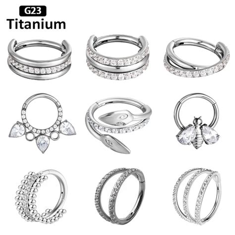 F136 титановый пирсинг Daith Цирконий кольца в нос высокий сегмент ...
