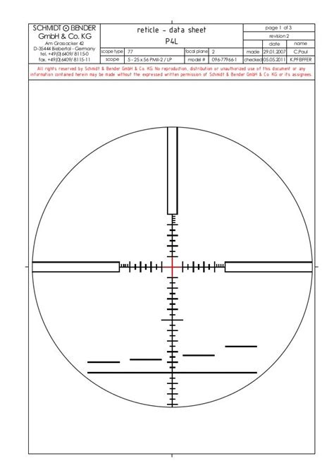 Technical data SCHMIDT & BENDER P4L Riflescopes Reticles Subtensions