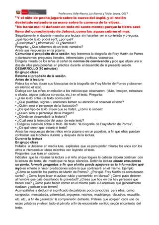 Sesion De Aprendizaje Sobre Fray Martin De Porres PDF