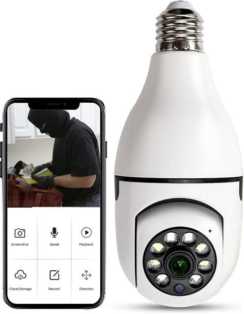 E Interface Webcam Light Bulb Home Security Camera Rotate Auto