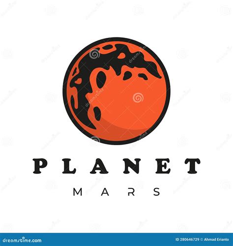 Retro Vintage Red Mars Planet Symbol Illustration For Outer Space