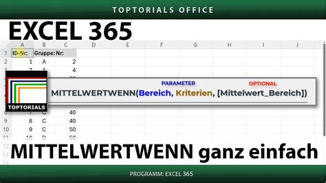 MITTELWERTWENN Funktion In Excel Ganz Einfach YouTube