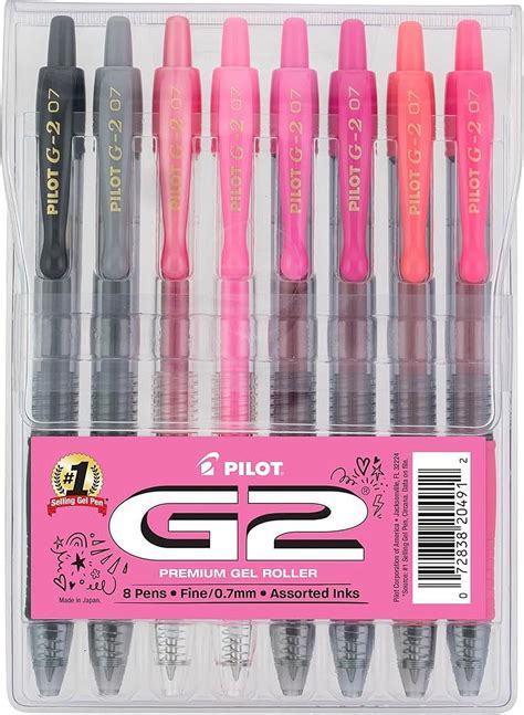 Pilot G2 Premium Gel Roller Pens 8 Pack Pouch Fine Point 07 Mm