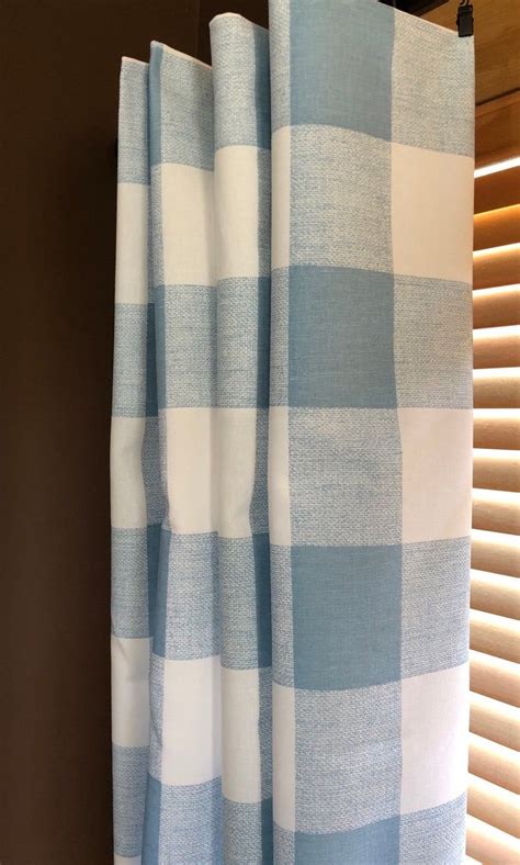 Cashmere Blue Large Buffalo Check Plaid Curtains Anderson Etsy In