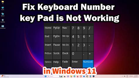 How To Fix Keyboard Number Key Pad Is Not Working In Windows 11 Youtube